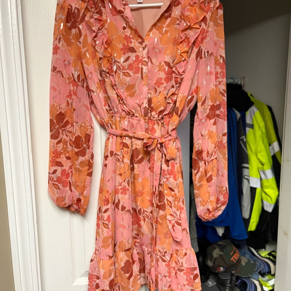 Fit and flare floral dress with belt